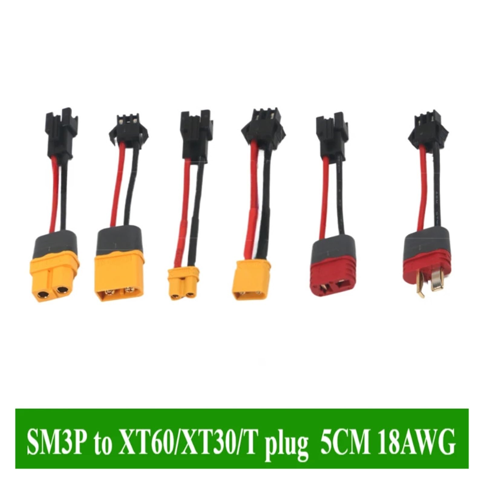 Przewód Przejściowy SM3P Na XT60/XT30/T, Głowica Adaptera Z Męskiego Na Żeńskie, Przewód Silikonowy, 5 Cm, 18AWG, Dron, Model Samolotu, Samochodzik-zabawka(XT60 M to SM3P F,10 PCS)