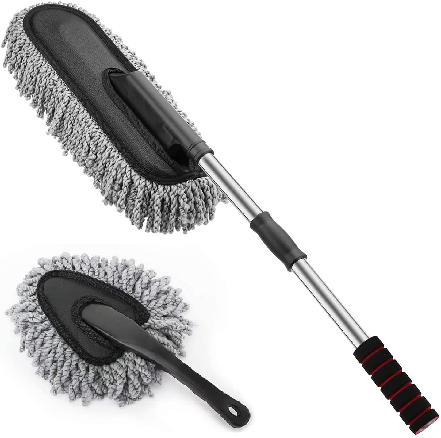 DHARU Combo 2 PCS Super Soft Microfiber Car Cleaning Brush Ideal as Mop Duster|Car Duster Exterior with Extendable Handle|Multipurpose Dust Cleaner Car Wash Brush for Home, Kitchen, Office-image-6