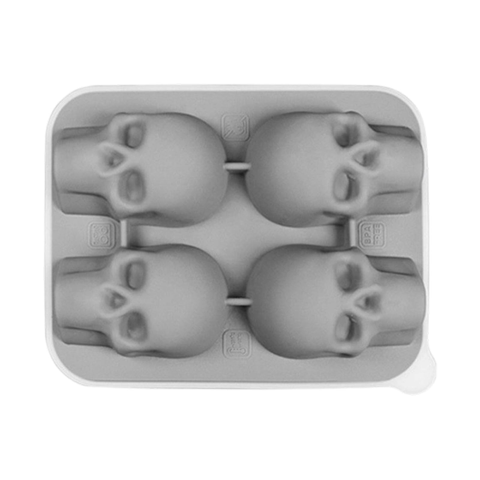 SHINLHUA Skull Ice Block Mold 4/6 Cavity Silicone Ice Tray for Cocktails Beverages Flexible Maker for Halloween Permanent Silicone Tray