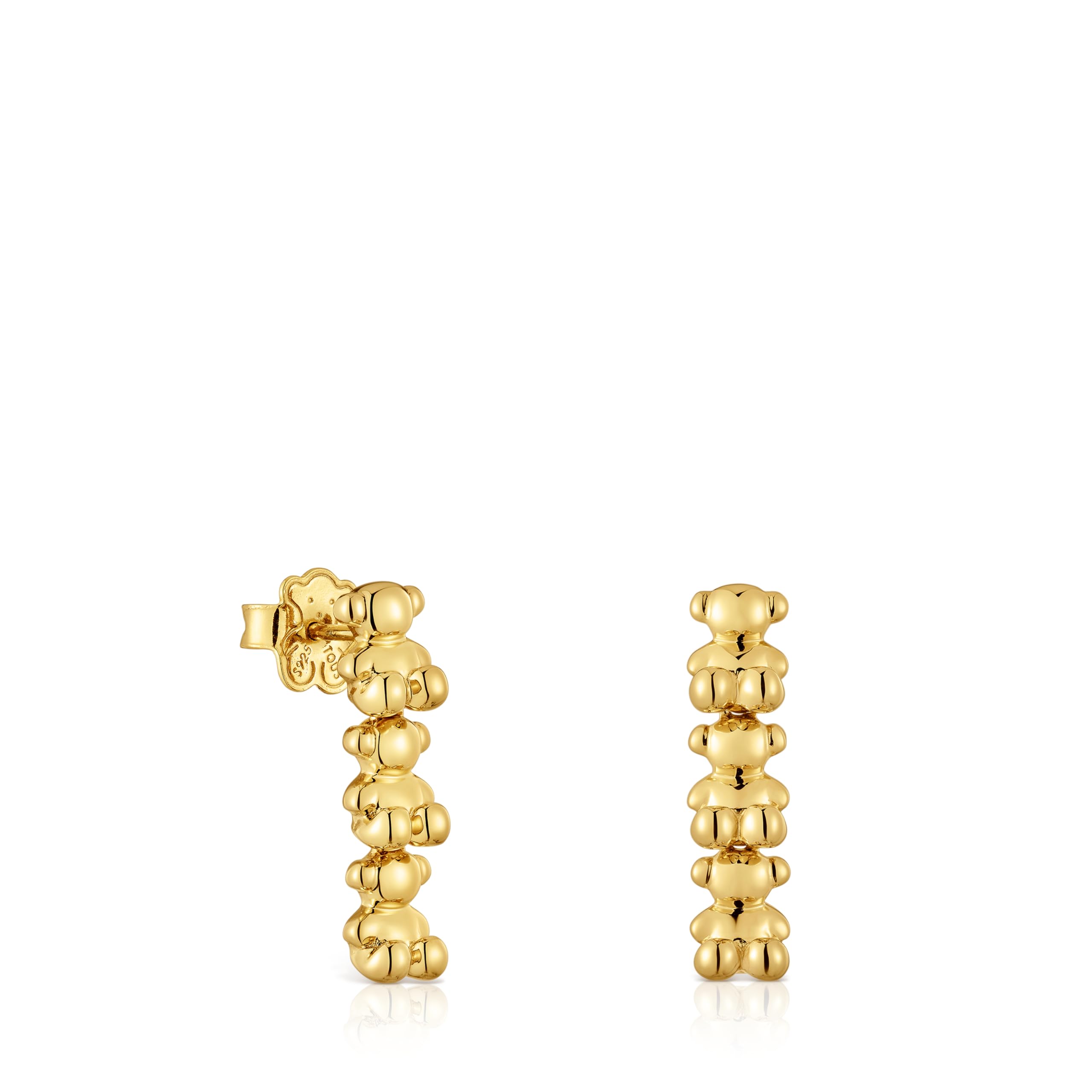 Pendientes Bold Bear largos bañados en oro 18 kt sobre plata