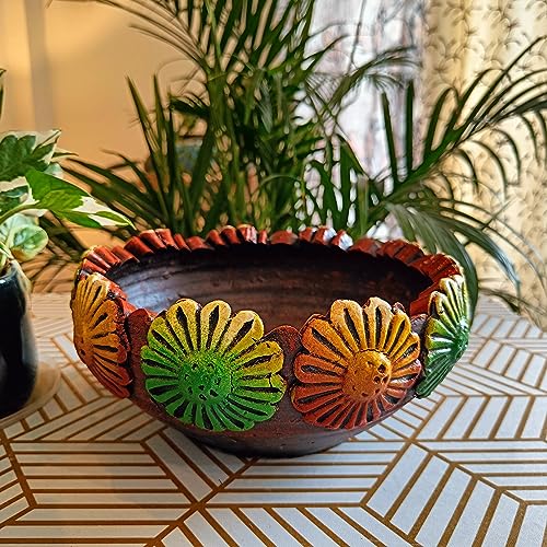 Niyara Handmade Earthenware Clay Terracotta Decorative Bowl, Urli...