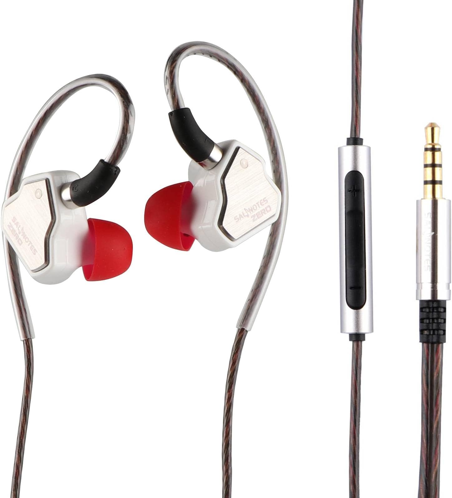 7Hz Salnotes Zero HiFi 10mm Dynamic Driver in-Ear Earphone IEM with Metal Composite Diaphragm Stainless Steel Faceplate Detachable 2Pin OFC Cable (White, with Mic, 3.5mm) Wired
