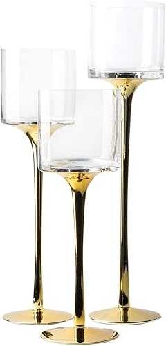 Royal Imports Florero de cristal con portavelas, exhibición flotante y de pilar, decoración de huracán en pedestal para el hogar o la boda, juego de Royal Imports Florero de cristal con portavelas, exhibición flotante y de pilar, decoración de huracán en pedestal para el hogar o la boda, juego de