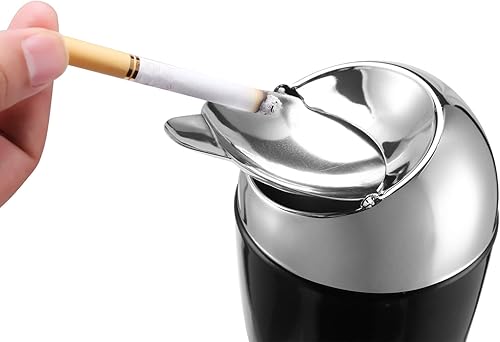 Miniatura 6 de Paquete de 2 ceniceros de pie para exteriores con tapa, soporte ajustable negro para cenizas para patio doméstico, resistente al viento, bandeja de