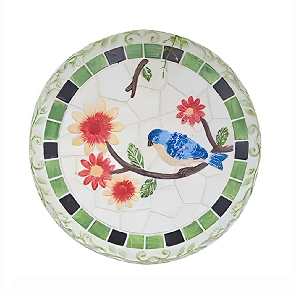 ZfmnoyevRound Stepping Stones, Outdoor Garden Decor Tingbu Stone, Flower and Bird Wall Hanging Decoration, for Home Yard Lawn Walkway(A-31x31x2.3cm)