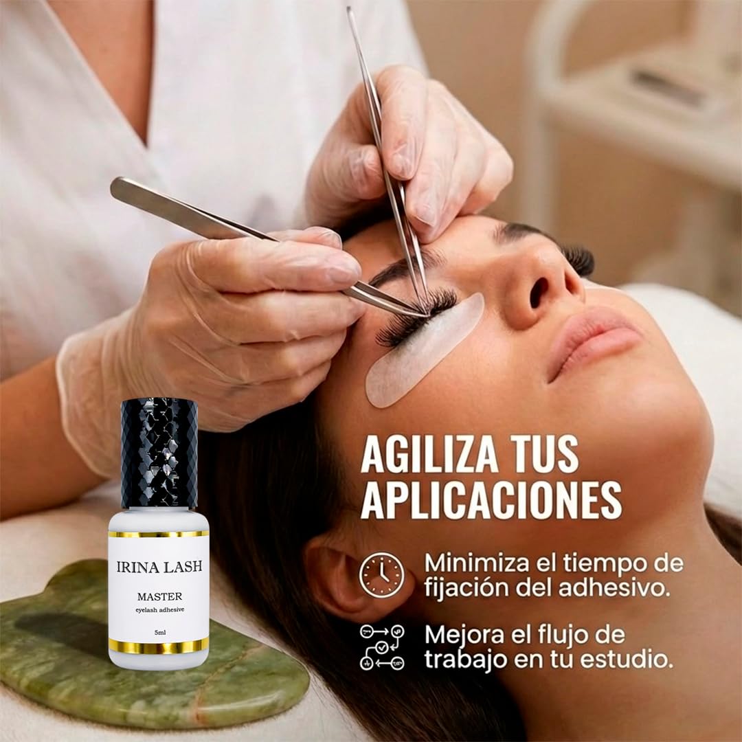 Pegamento Pestañas pelo a pelo Volumen Master, Registro Sanitario, Secado Rápido 1 seg, 7 sem retención, 5 ml negro para Extensiones - Irina Lash