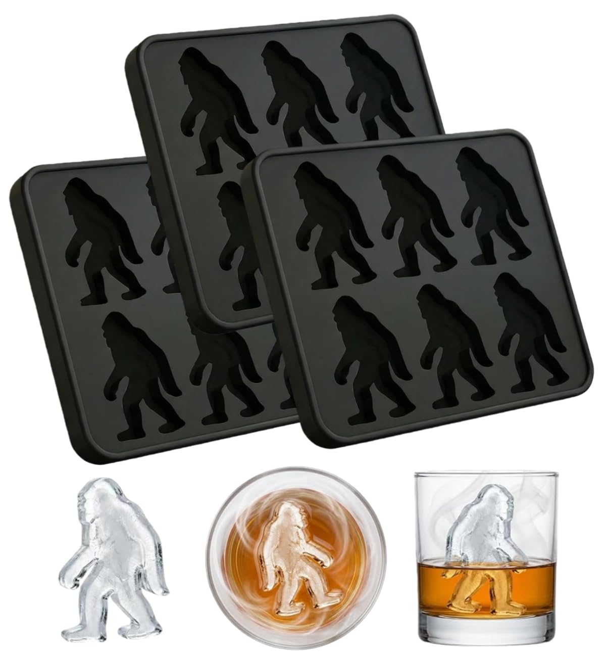 Bigfoot Silikon-Eiswürfelform, 6-teilige Monster-Eiswürfelform, einfach und schnell lustige und wiederverwendbare Eiswürfel herstellen, perfekt für Drinks auf der Whisky-Party