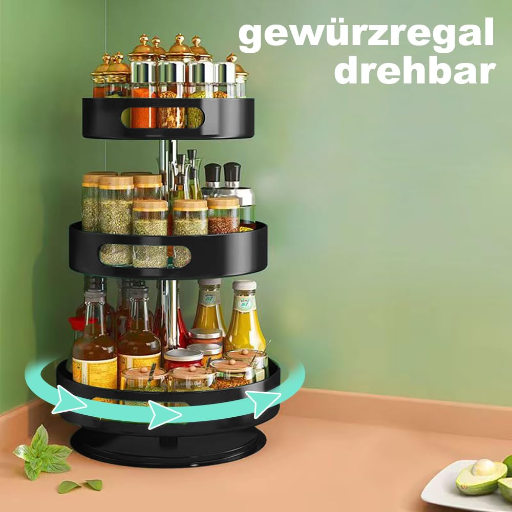 Portaspezie Girevole 3 Piani In Acciaio - Organizer Regolabile Per Cucina, Cosmetici - Foto 7