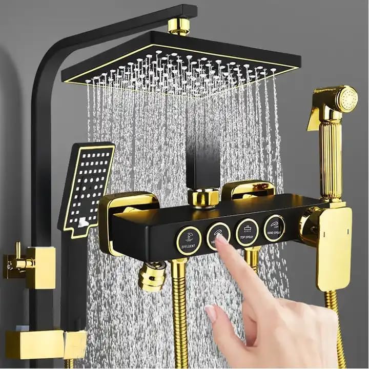 See full amazon price history chart for B Backline Brass Theromastic Shower Set 4 in 1 Wall Shower Mixer Hot & Cold Shower Panel, Shower system, Hand shower | overhead Shower | Jet Spray, Showers For Bathroom (Black Gold) B Backline Brass Theromastic Shower Set 4 in 1 Wall Shower Mixer Hot & Cold Shower Panel, Shower system, Hand shower | overhead Shower | Jet Spray, Showers For Bathroom (Black Gold) (B0DFBRGNNR) Amazon Price History, Amazon Price Tracker