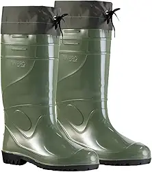 Bota Galocha PVC Flexível Segurança Extra Longo Polaina Verde Reforçada Picada Cobra Jardinagem Pesca Agricultura