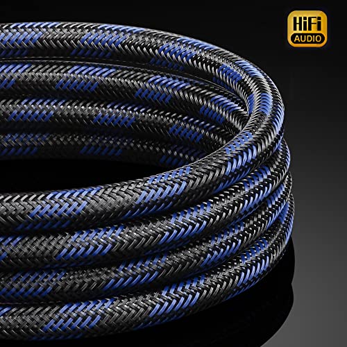 Audiocrast Hifi Power Cable, 4.9Ft/1.5M, Φ17Mm, Hi-End Amplifier Power Cord, Audiophile Braided Mesh Ac Power Wire Copper Shielding Conductor Audio Mains Cord With Us Plug+Iec C15 Connector #TOP7