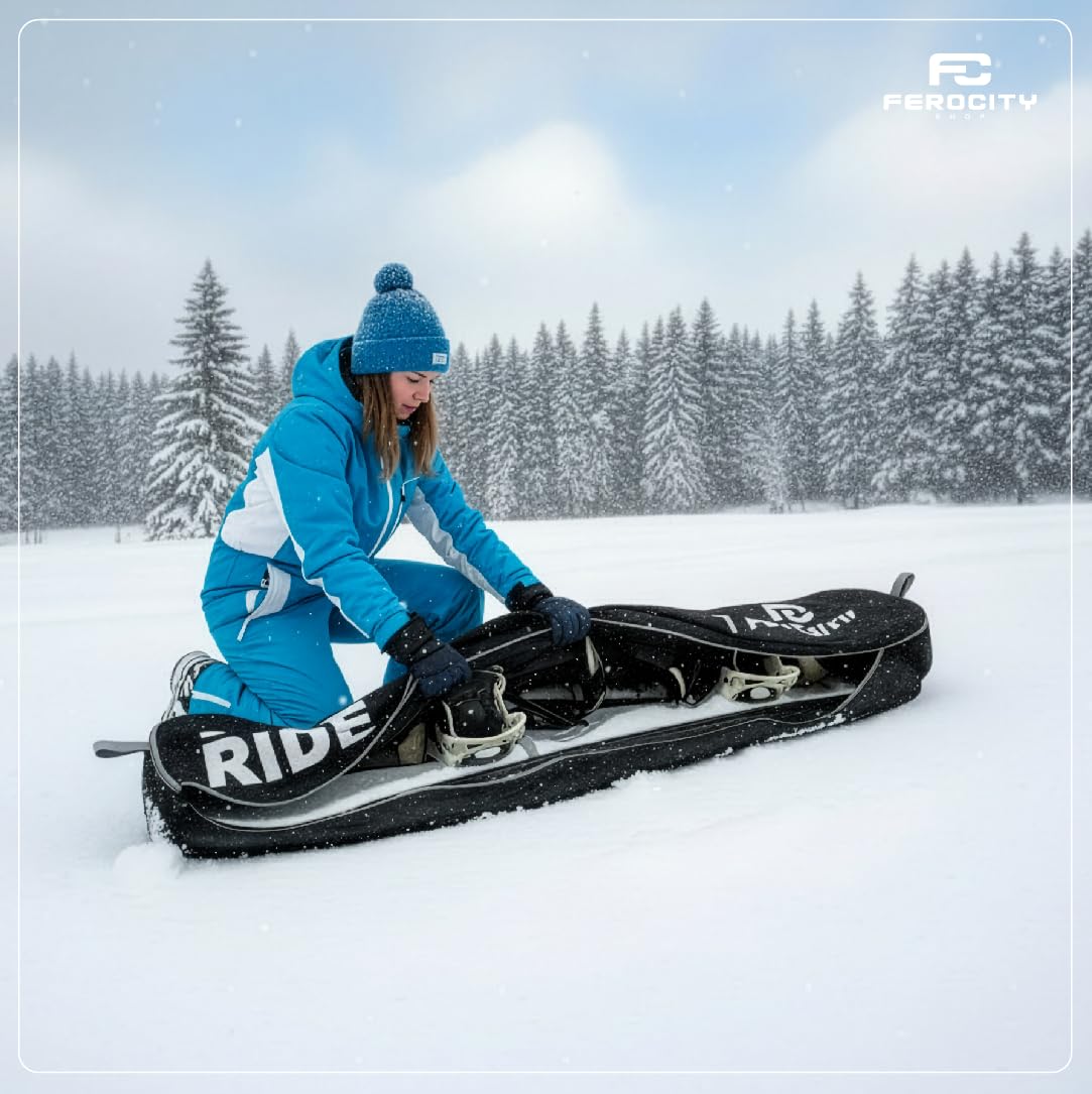 Premium Snowboardtasche 170 cm Boardbag für Snowboard Robuste Outdoor Board Rucksack mit Fach Aufbewahrung Wasserdicht 600D Polyester Stoff mit PVC Impregnat Unisex Farbe Schwarz Born to Ride [051]