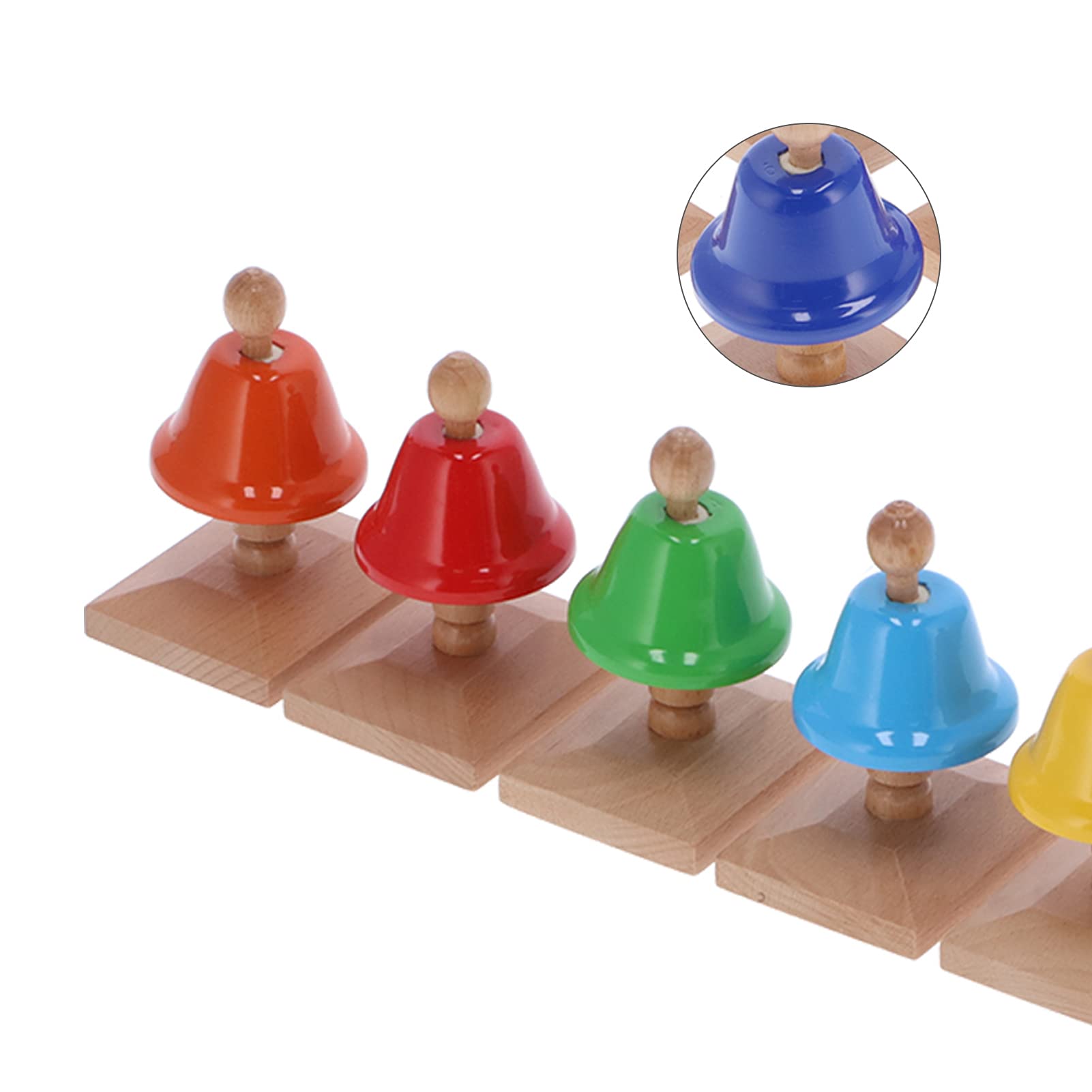 Juego de Campanas de Mano de 8 Notas, Juguete de Percusión Musical de Metal Colorido para Educación Musical de Niños, 8 Piezas con Soporte de Madera y Baquetas