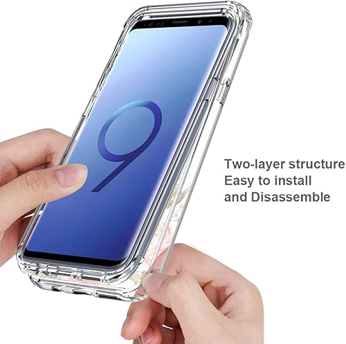Miniatura 4 de Funda para Galaxy S9+S9 Plus G965U con protector de pantalla de vidrio templado, cuerpo completo, diseño floral, a prueba de golpes, funda