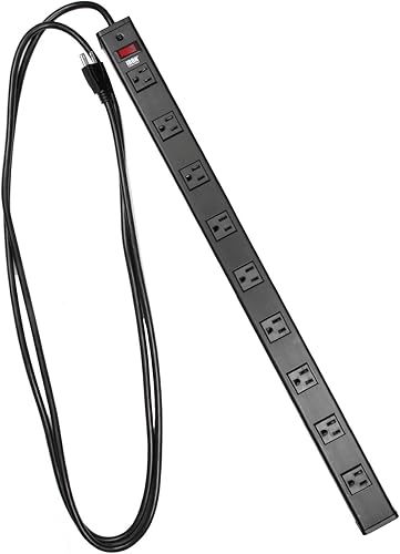 Miniatura 7 de Iron Forge Cable Regleta protectora contra sobretensiones de 12 tomas, 143, resistente para montaje en rack, 12 puertos, cable de extensión de 9