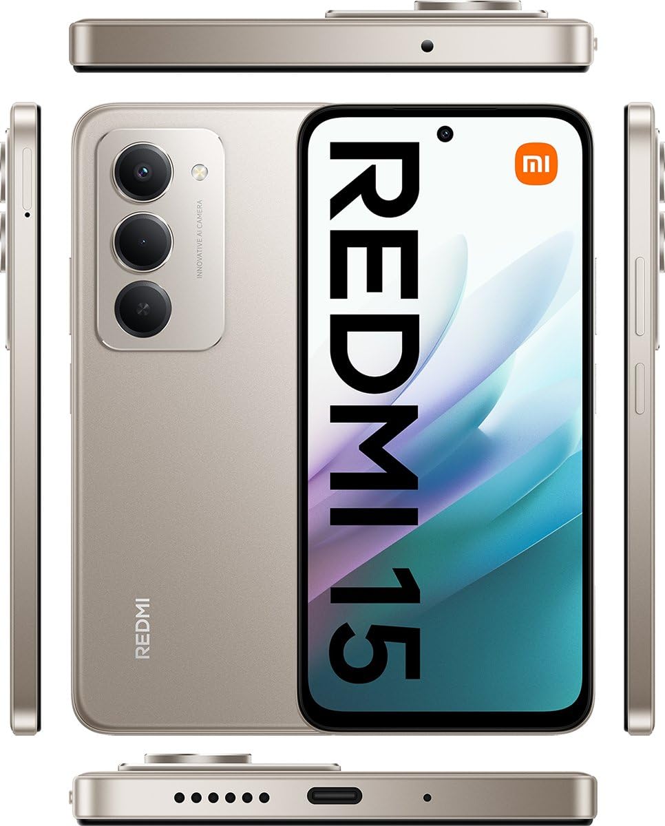 XIAOMI Redmi 15 4G LTE (Compatible with Tmobile Tello Mint & Global) (256GB + 8GB) Unlocked Dual SIM 6.9" 50MP Model 25062RN2DL (Titan Gray)