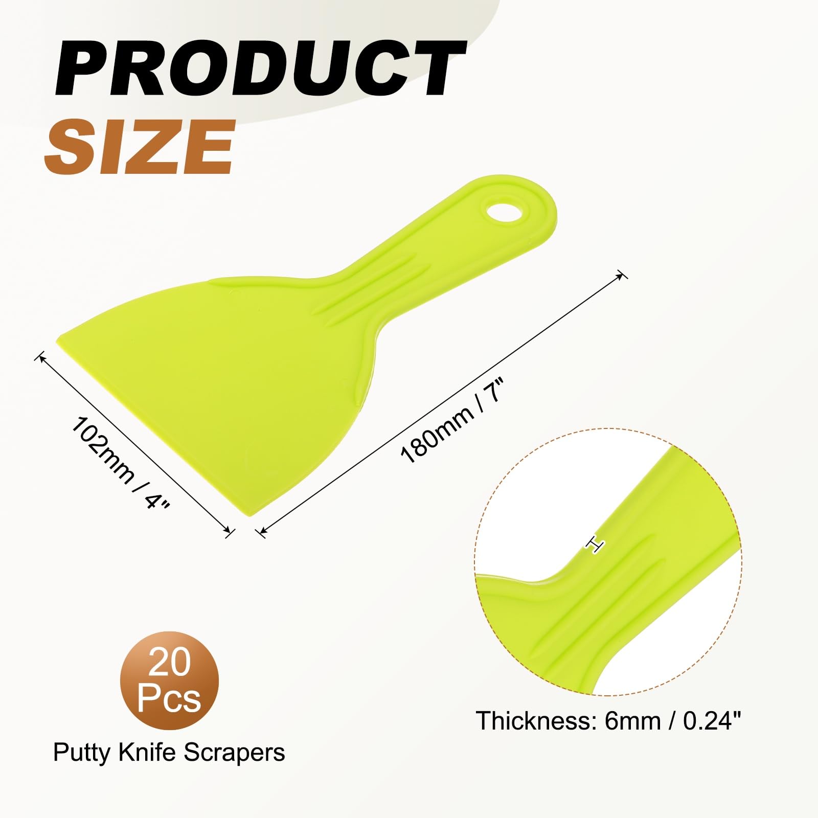 QUARKZMAN 20 Pezzi Spatola Raschietto Larghezza 4" Spatola Plastica Giallo