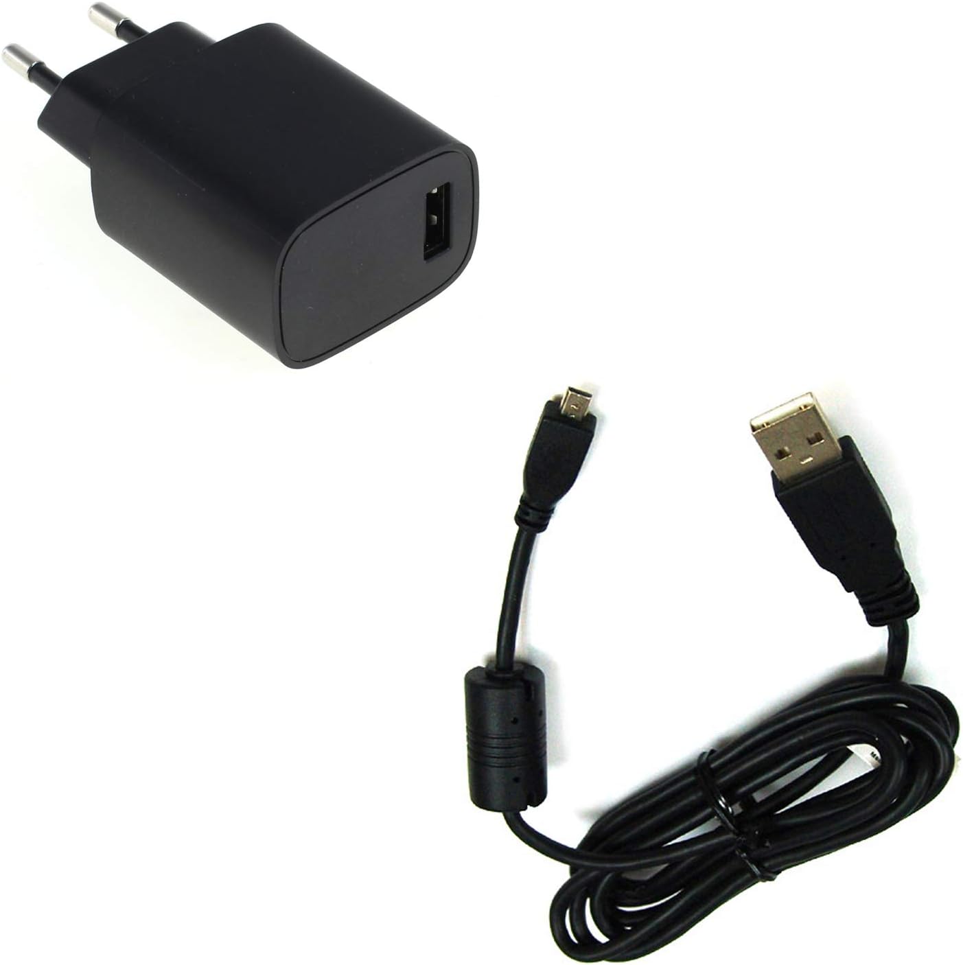 Charger and Charger Data Cable USB Cable for Casio Exilim QV-R200, QV-R300, EX-ZS5, EX-ZS6, EX-ZS10, EX-ZS12, EX-ZS15, EX-ZS20, EX-ZS30, EX-ZS100, EX-ZS150 - ZS2000 EMC-5 / EMC-5U