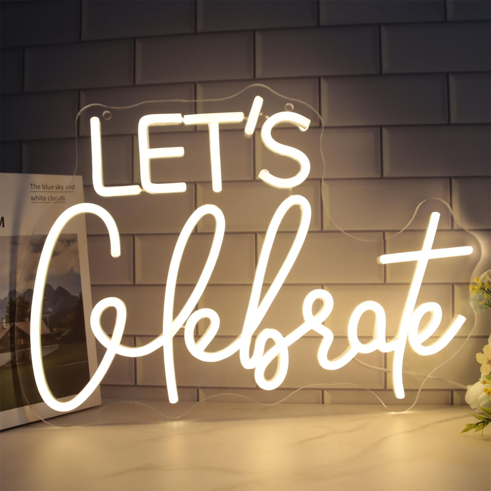 Let's Celebrate neonowy znak Boże Narodzenie przyjęcie neonowe światła wesele neonowy znak LED przyjęcie bożonarodzeniowe bar na zewnątrz ślub dekoracja ścienna lampki nocne dekoracja USB z