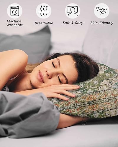 Miniatura 4 de Fundas de almohada tradicionales bohemias tamaño Queen, 2 paquetes de fundas de almohada suaves para cama, funda de almohada para sofá, sofá de