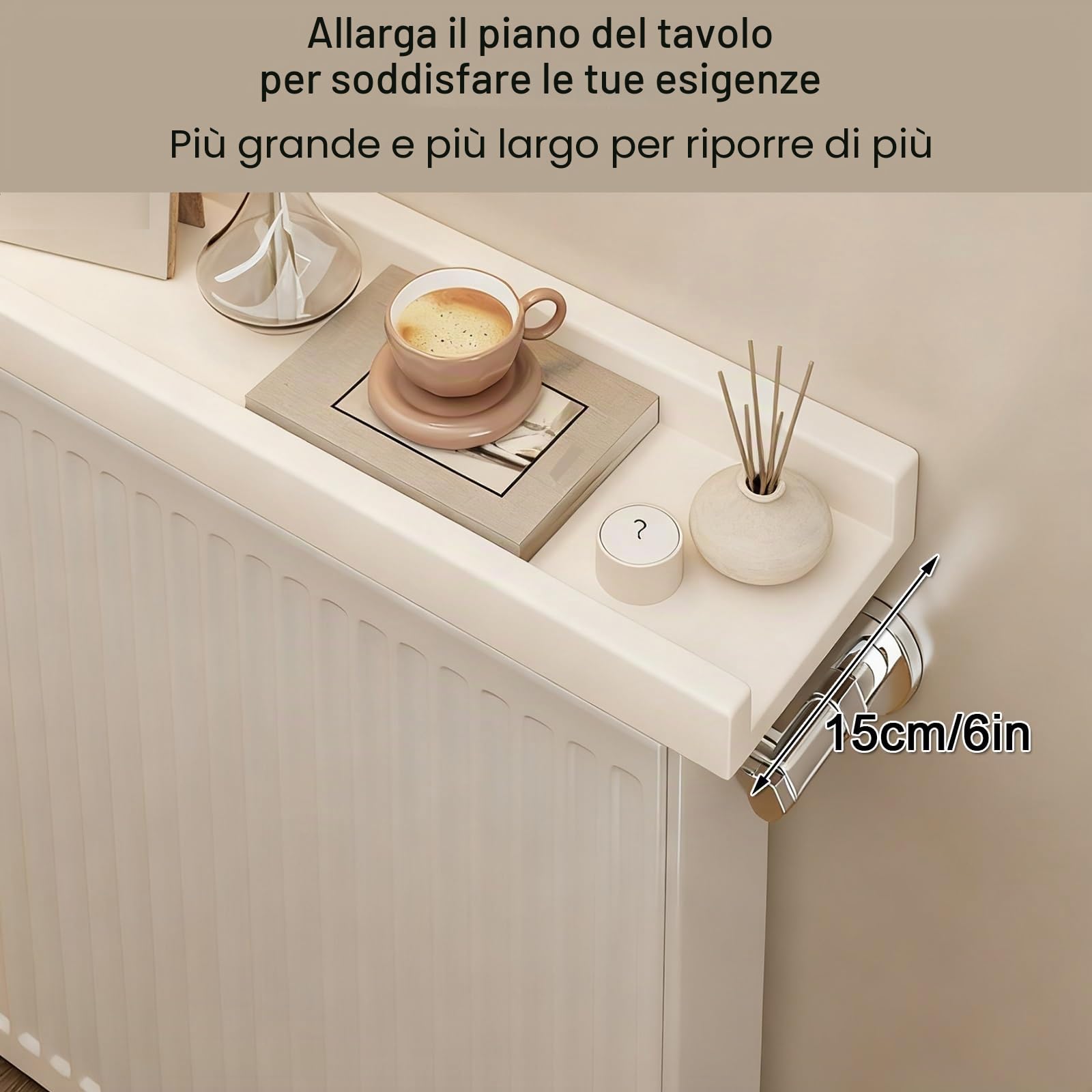 Copri Termosifone, Mensola Adesiva, Materiale in Legno Massello, Resistente e Non Facile da Deformare, Adatto per Soggiorno e Camera da Letto(Brown,60x12cm/24x4.7in)