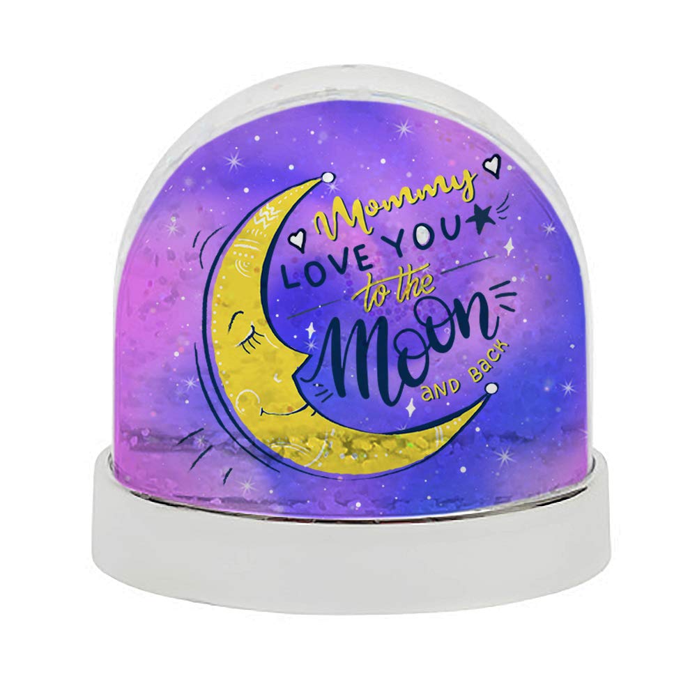 Getagift Mothers Day Themed Mommy I Love You to The Moon and Back Inspired Photo Snow Globe Dome Glitter Shaker. (Silver)