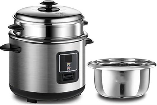 THEGA Rice Cooker - Stainless Steel Household Rice Cooker, Uncoated Healthy, Steam Up and Down Boil Digital Slow Cooker, Thickened Liner, Rapid Heat Conduction Size 3L