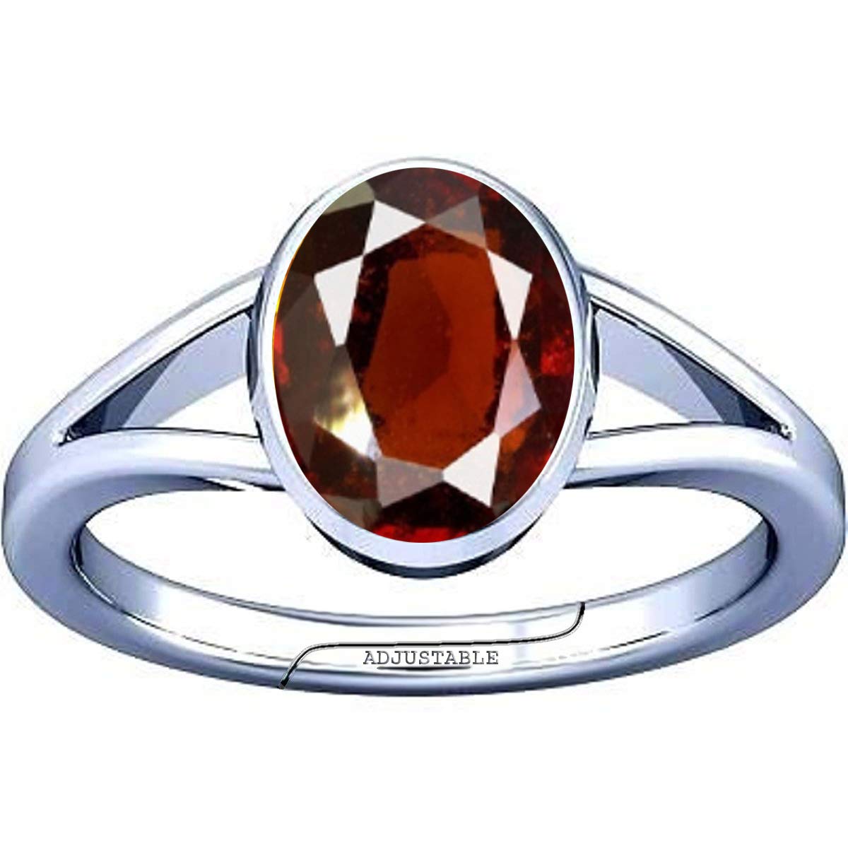 Divya Shakti6.25-6.50 Carat Hessonite Gomed Gemstone Silver Adjustable Ring for Men & Women