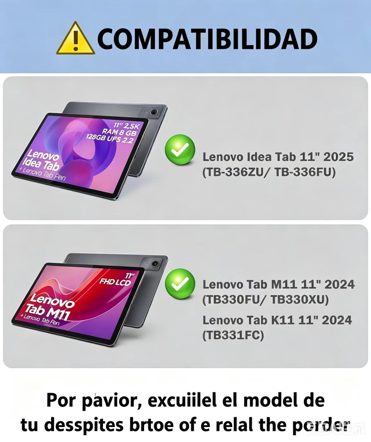 Para Lenovo Tab M11 (TB330) 2024 11 pulgadas/Lenovo Idea Tab (TB-336ZU TB-336FU) 2025 11 pulgadas funda con Teclado inalámbrico Bluetooth retroiluminado (teclado QWERTY, distribución española) y ratón