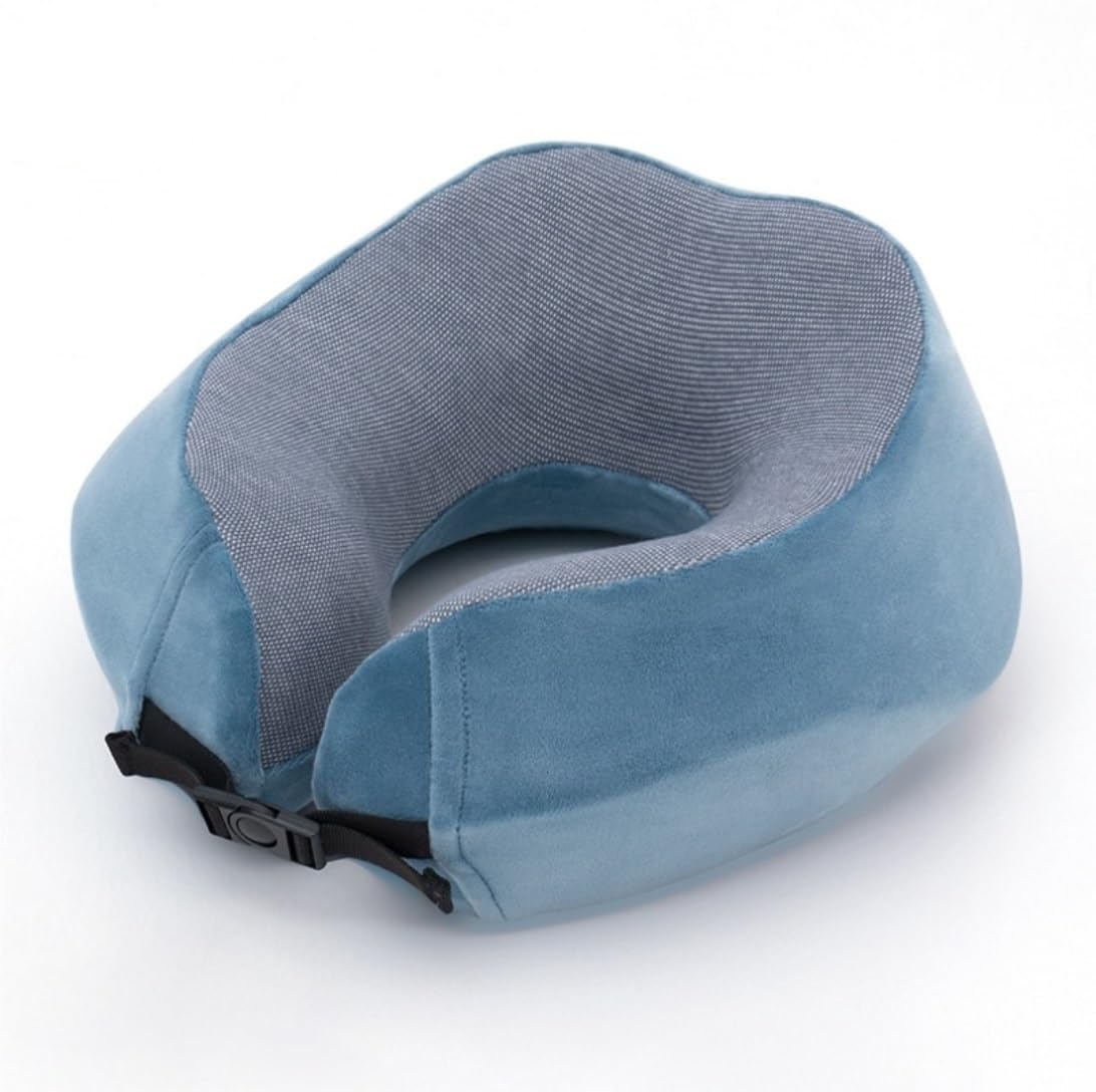 Poduszka Podróżna Poduszka Podróżna Z Pianki Memory Foam, Bawełniana Poduszka Podróżna Na Szyję Ze Zdejmowanym Pokrowcem Do Samolotu Poduszka na Kark(Blue)