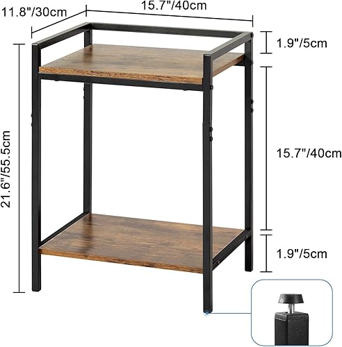 Miniatura 3 de HDANI Mesa auxiliar pequeña, mesita de noche de 2 niveles con estante de almacenamiento en sala de estar, dormitorio, juego de 2, 15.75 pulgadas de