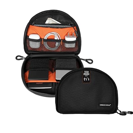 Urban Wolf Tech Pouch: The All-in-One Waterproof Travel Organizer for Cables, Adapters, Chargers, Power Banks, SD Cards, Hard Drives and other Tech essentials-Portable zippered Gadgets Organizer