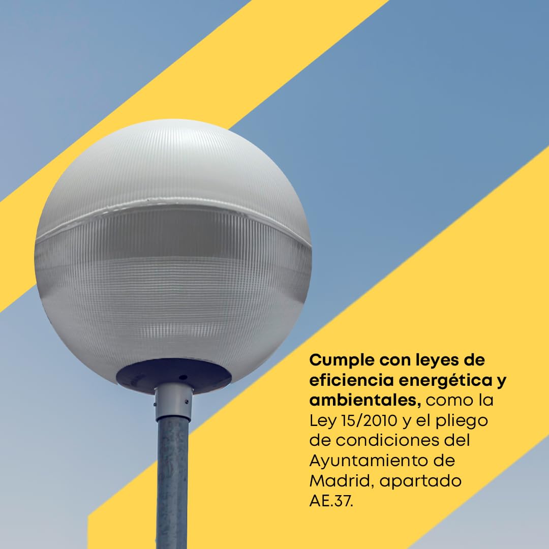 Bola Farola Exterior - Anticontaminación Lumínica - Metacrilato Grabado - Blanco - Medidas: Ø 48 cm - Boca: Ø 17 cm