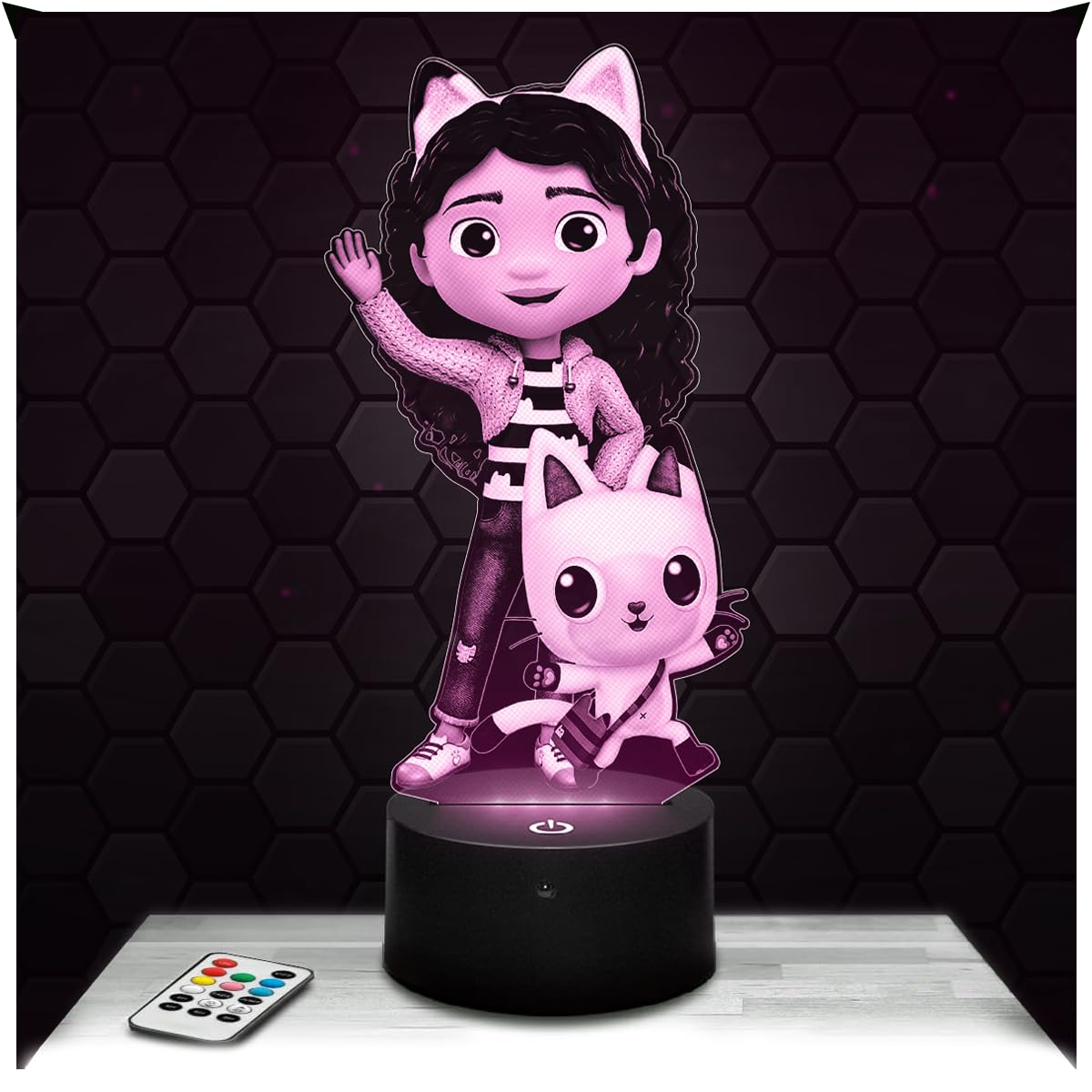 Lampephoto.fr - Lampe 3D Gabby Veilleuse Tactile Led, Effet Hologramme 3D, Idée Cadeau Noël Anniversaire Enfant Jeunesse Ado Garçon Fille, Objet décoration chambre fan de dessin animé