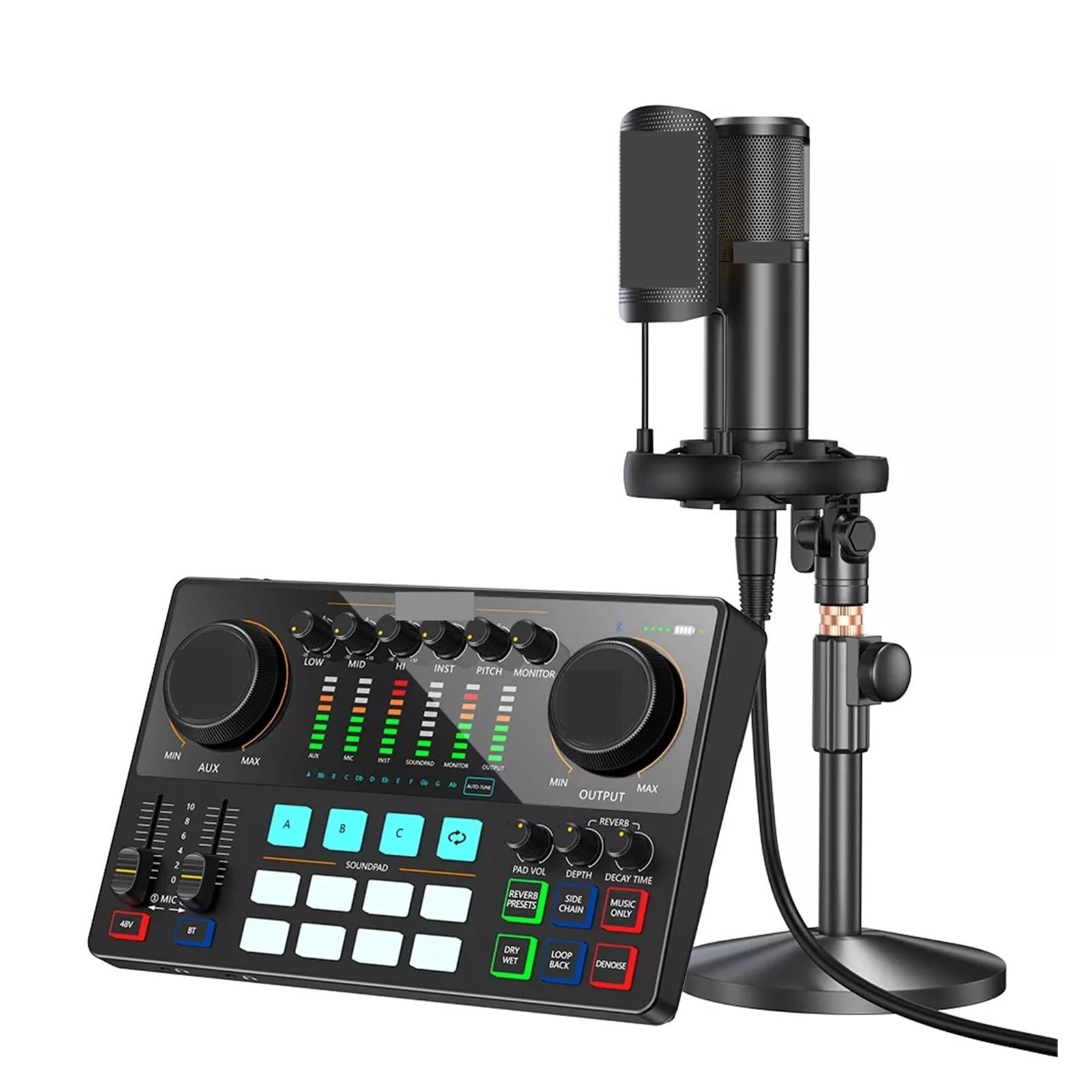 Podcast Kit, Interfaccia audio Attrezzatura for podcast Scheda audio da studio con microfono a condensatore XLR for la registrazione in streaming DJ