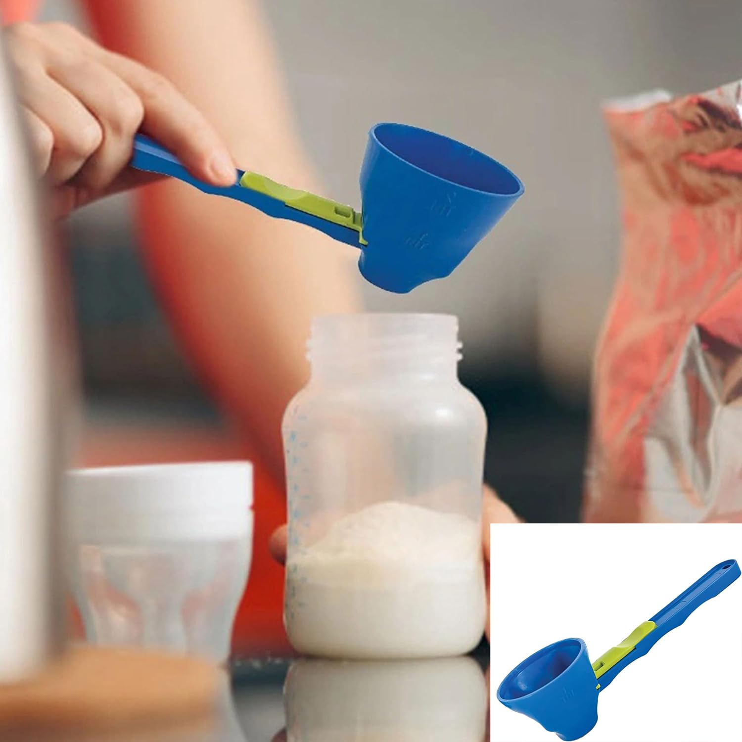 Cuillère à mesurer avec entonnoir, grande cuillère doseuse portable poignée coulissante pour bouteille