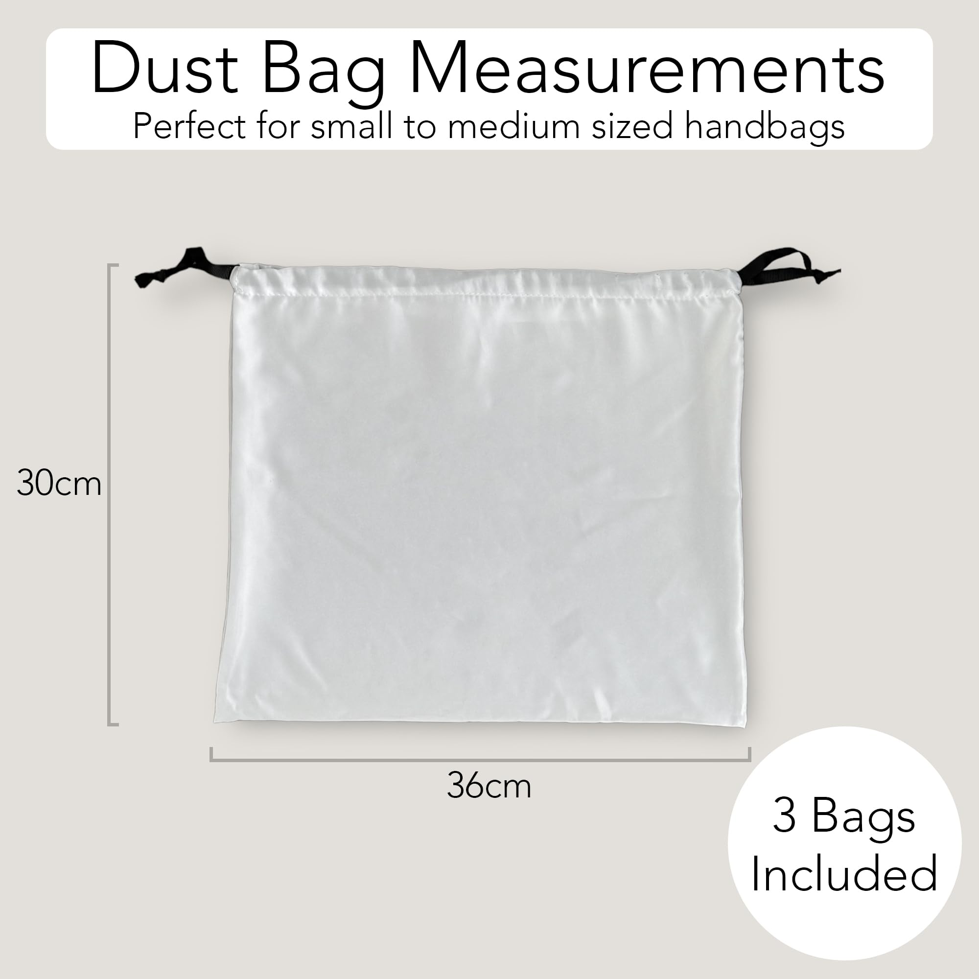 Dust Bags for Handbags (3 Bags) - Small/Medium Size - Premium Drawstring Bag Storage for Handbags Dust Cover by unel - Image 4