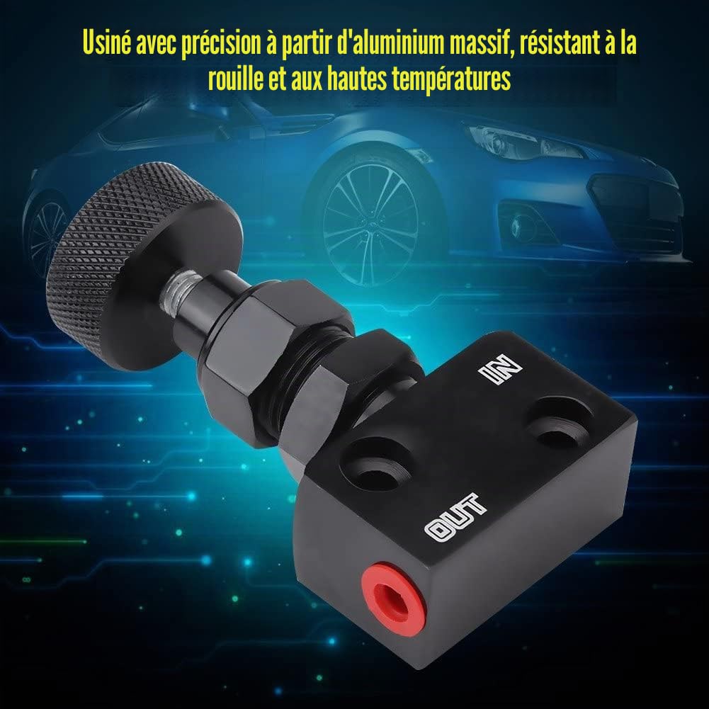 Valve de rapportionnement de frein universelle réglable en aluminium type vis pour régulateur de pression 150 psi – 1200 psi