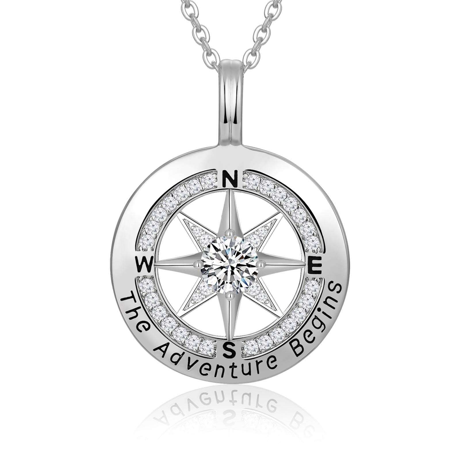 Compass Necklace for Women, 18K Gold Plated S925 Sterling Silver Necklaces 2023 Graduation Gifts for Her with Card and Gift Box Graduate Gifts for Girls Daughter Graduates from Dad Mom
