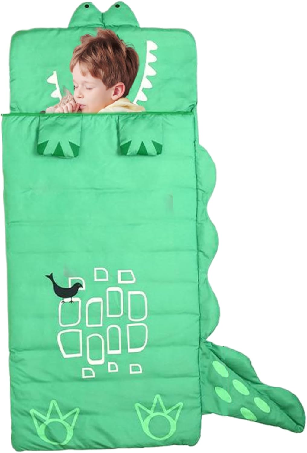 Kids Sleep Bag, 62.99x23.62 inch Cartoon Dinosaur Nap Mat, Cozy Sleeping Bag for Boys and Girls, Children's Cartoon Sleeping