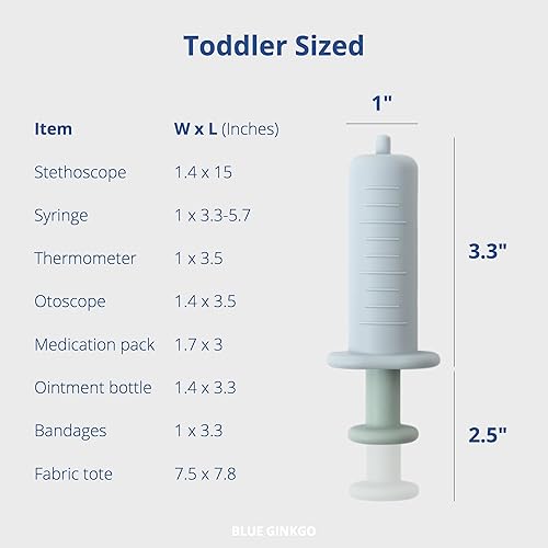 Miniatura 6 de BLUE GINKGO Kit médico para niños pequeños  10 piezas de silicona para niños pequeños (con bolsa)  Kits médicos de juguete duradero, juego de