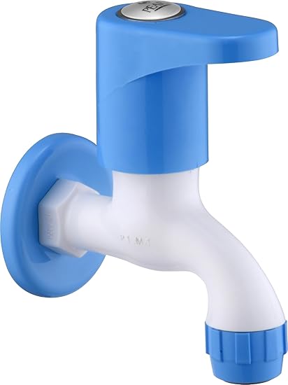 Pearl bib Cock Royal Plus P.T.M.T TAP with Flanch 3 Years Warranty (White/Blue)