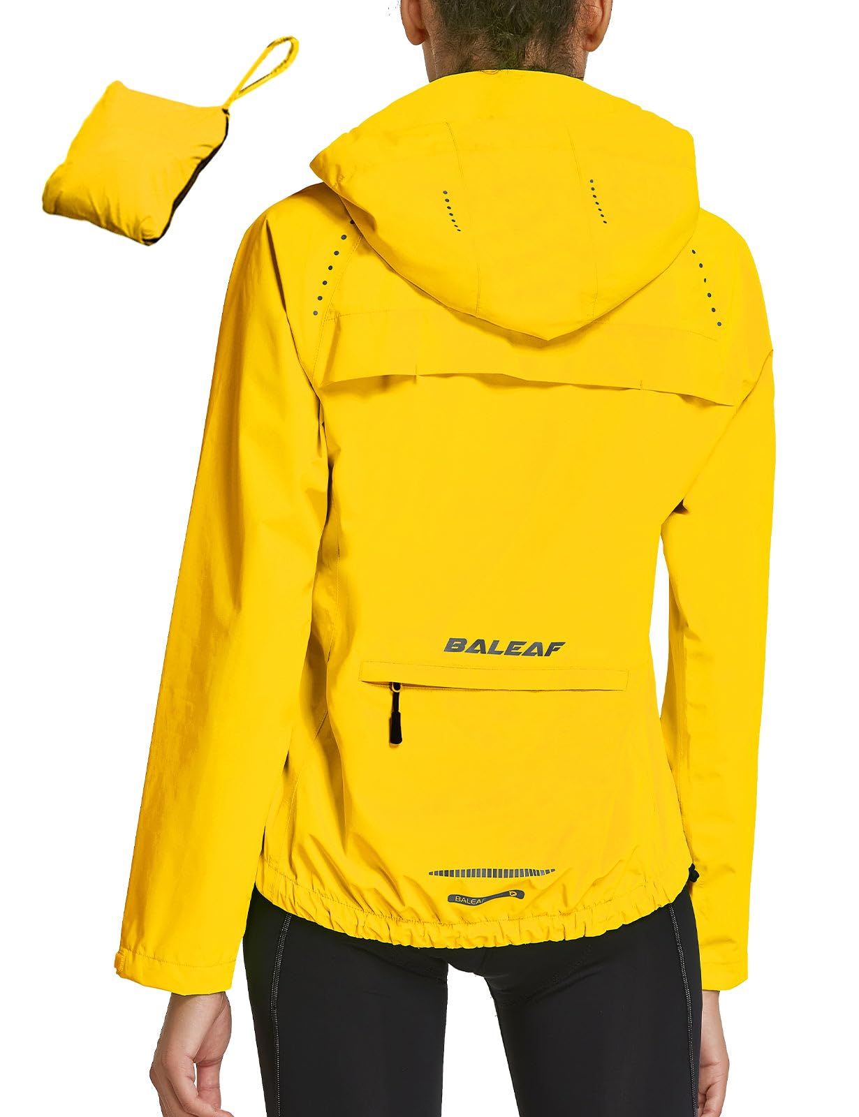 baleaf Women's Rain Jackets Waterproof Windbreaker Packable Running Lightweight Cycling Jacket Reflective Hooded