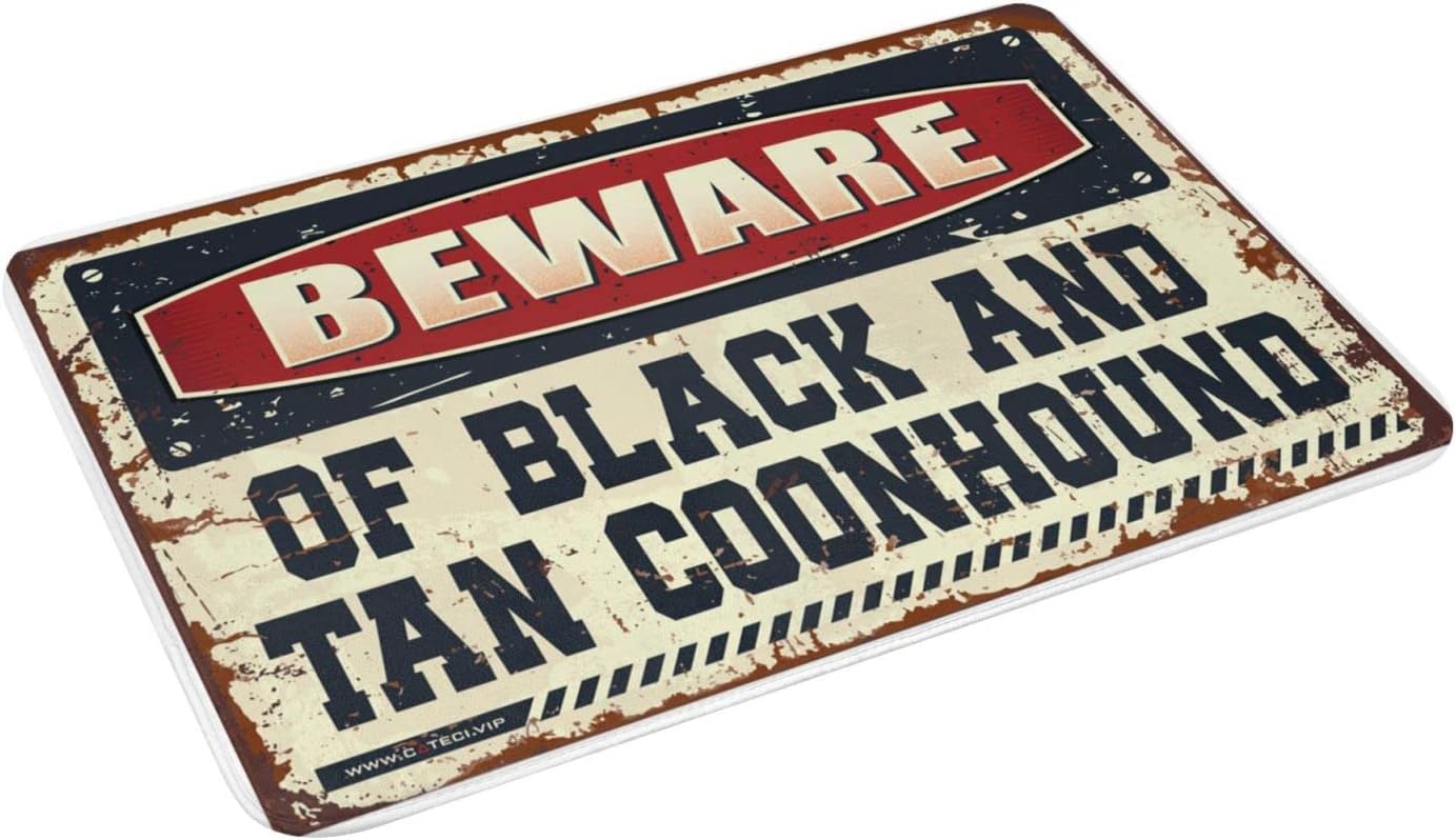 Bedroom Door Decorations Beware of Black and Tan Coonhound Doormat Decor for Bedroom Farmhouse Bathroom Mats(Size:65X90CM), BMPBFOATP-65X90CM