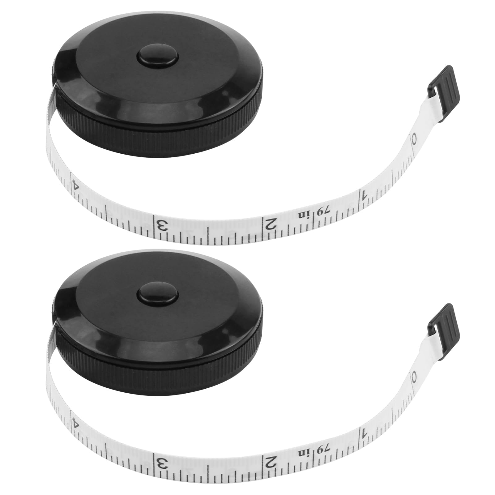 2 unidades de cinta métrica retráctil para cuerpo, mini cinta métrica, suave cinta métrica retráctil con botón, adecuada para costura, costura, cintura y altura, 2 m