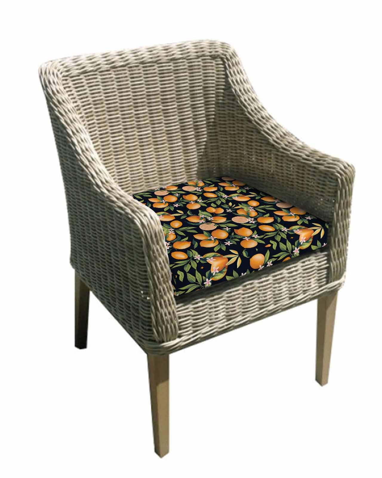 2 Pack Orange Lemon Waterproof Cushion Covers with Ties, Outdoor Patio Chaise Lounge Chair Seat Cushion Slip Covers Replacement(Only Cover) Green Leaves Spring Botanical Plants 22