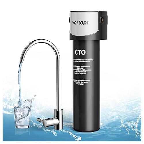 Vortopt Sistema de filtro de agua para debajo del fregadero, filtro de agua certificado NSFANSI 42 de 19 K galones, reduce el plomo, el cloro, el