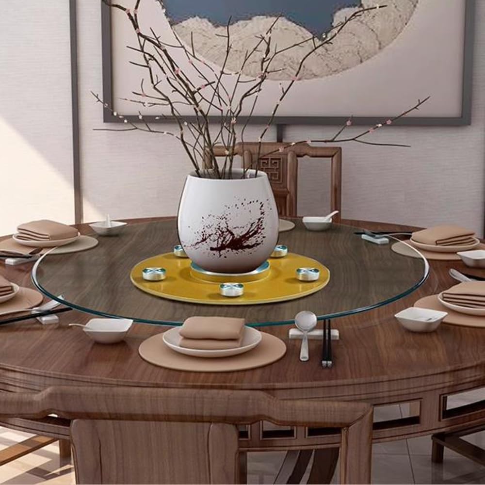 TAJMDGW Lazy Susan Turntable - 36 Inch (90cm) Walnut Wood Serving Tray For Dining Table