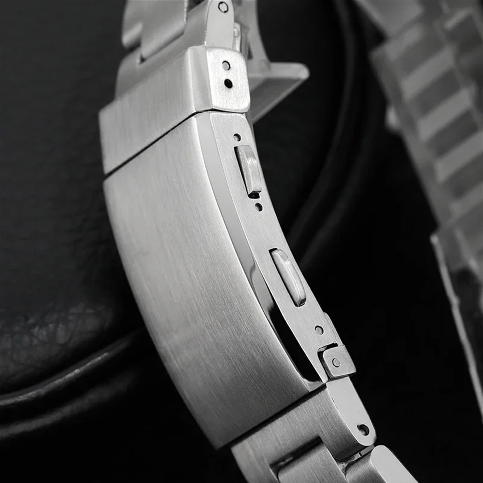 Boucle de montre en acier inoxydable 316L, solide, pliable, brossée, de sécurité, Double poussée, extensible, réglable, 18mm, 20mm