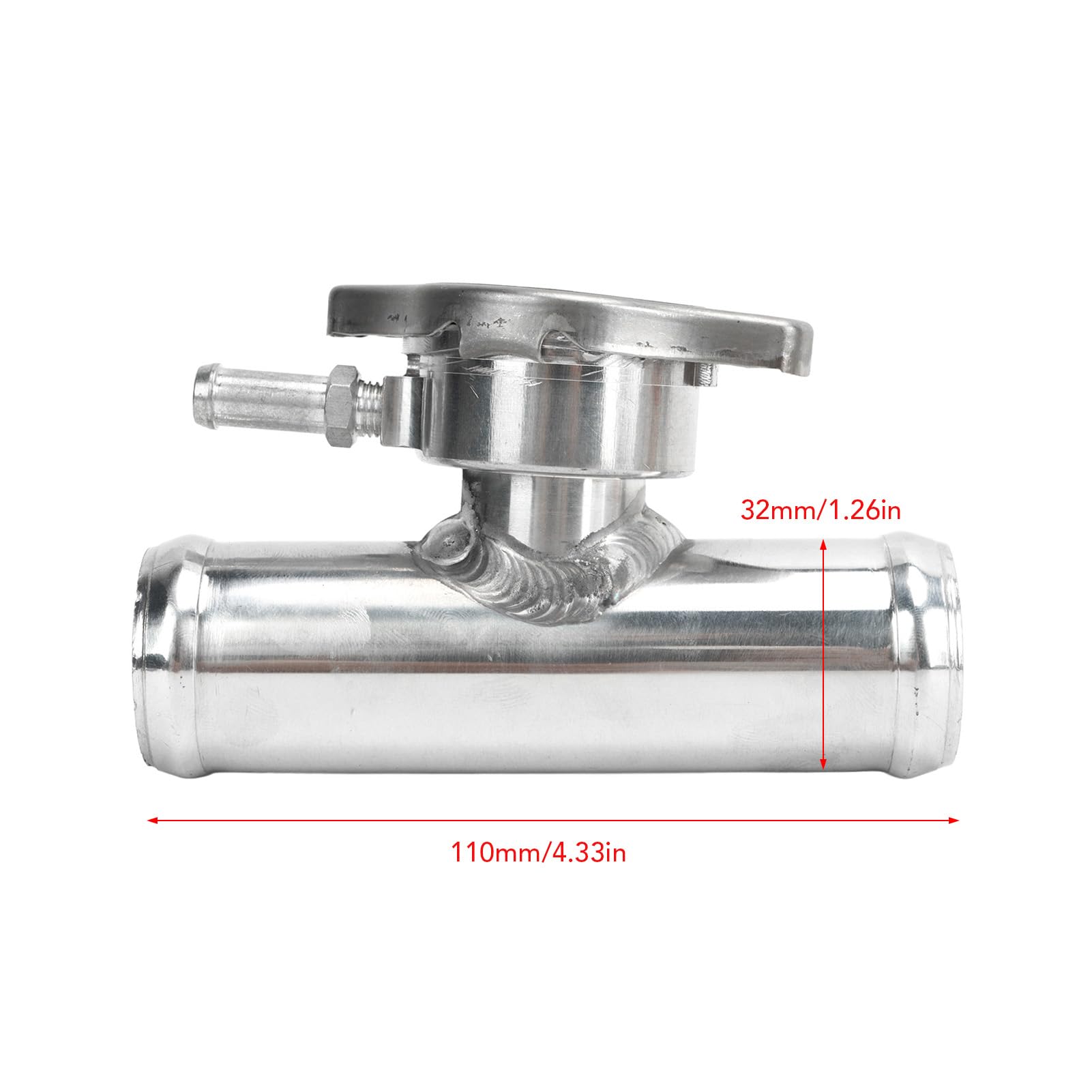 Szyjka Wlewu Płynu Chłodzącego, Rzędowy wąż Chłodnicy Szyjka Wlewu z Korkiem 16PSI 32mm 1-1/4in OD T6061 Polerowana Aluminiowa Powierzchnia do Samochodów